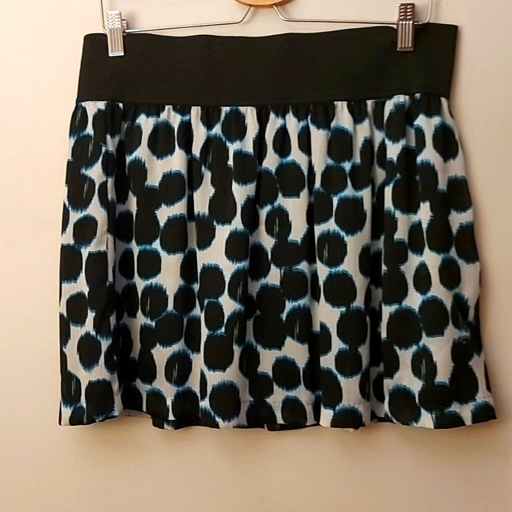Heart Soul Polka Dot Skirt/ Sz L/ NWOT/ White/ Turquoise/ Black/ Mini